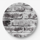 Witte Contrast Industrieel Rustieke Baksteenstruct Papieren Bordje (Voorkant)