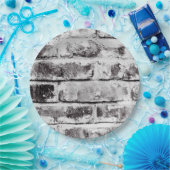 Witte contrast industriële rustieke bakstenen text papieren bordje (Feest)