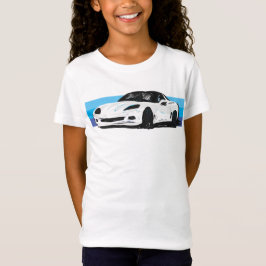 Witte Corvette C6 met blauwe strepen T-shirt