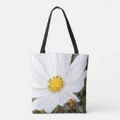 Witte Cosmos Bloem Boodschappentas Tote Bag (Achterkant)