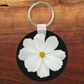 Witte Cosmos Bloem Sleutelhanger (Voorkant)