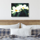 Witte Cosmos Bloemen Met Bij Canvas Afdruk (Insitu (Slaapkamer))
