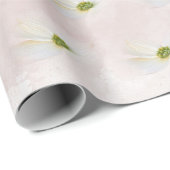 Witte Cosmos Op Roze Rood Cadeaupapier (Rol Hoek)