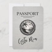 Witte Costa Rica Paspoort Uitnodiging (Achterkant)