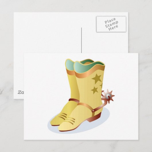 Witte Cowboy Boots met Riding Spurs Briefkaart (Voorkant / Achterkant)
