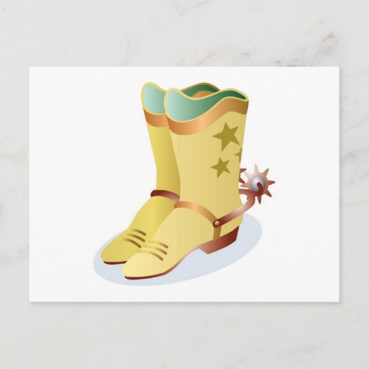 Witte Cowboy Boots met Riding Spurs Briefkaart (Voorkant)