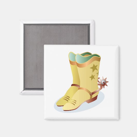 Witte Cowboy Boots met Riding Spurs Magneet (Voorkant / Achterkant)