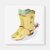 Witte Cowboy Boots met Riding Spurs Magneet (Voorkant)