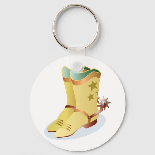 Witte Cowboy Boots met Riding Spurs Sleutelhanger (Voorkant)