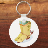 Witte Cowboy Boots met Riding Spurs Sleutelhanger (Voorkant)