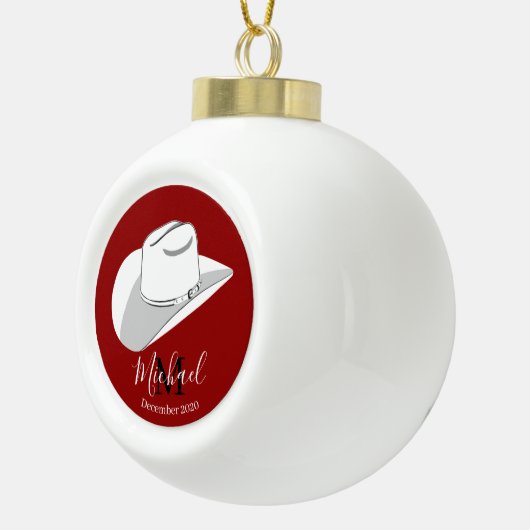 Witte cowboy pet keramische bal ornament (Rechts)