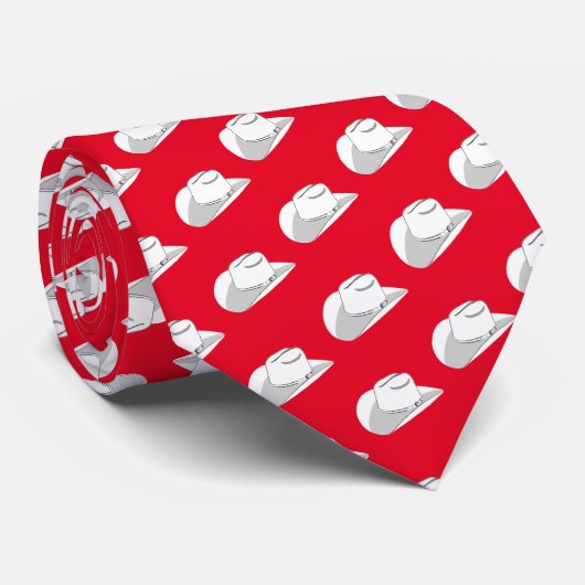 Witte cowboy pet stropdas (Opgerold)