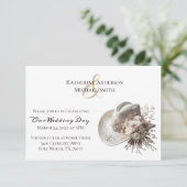 Witte Cowgirl Pet met bloemen bruiloft Kaart (Staand voorkant)