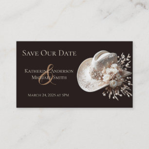 Witte Cowgirl Pet met bloemen bruiloft Visitekaartje