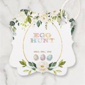 Witte Cream Bloemen Gouden Foto Egg Hunt Pasen Bedankjes Labels (Achterkant)