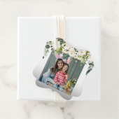 Witte Cream Bloemen Gouden Foto Egg Hunt Pasen Bedankjes Labels (In situ)