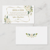 Witte Cream Flowers Gold Baby shower Informatiekaartje (Voorkant / Achterkant)