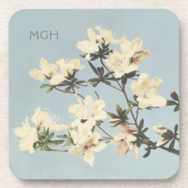 -witte crème Azalea Flowers Monogram Cork Bier Onderzetter