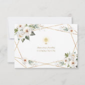 Witte Crème Bloem Goud Meisje Eerste Heilige Commu Bedankkaart (Achterkant)