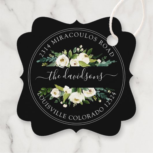 Witte Crème Bloem Retouradres Enveloppe Zegel Bedankjes Labels (Achterkant)