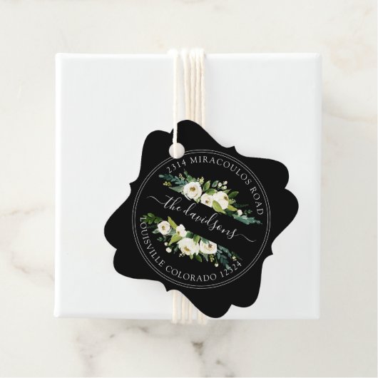 Witte Crème Bloem Retouradres Enveloppe Zegel Bedankjes Labels (In situ)