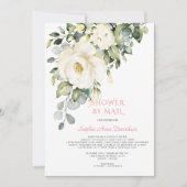 Witte Crème Bloemen Baby Shower Per Post Kaart (Voorkant)