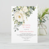 Witte Crème Bloemen Baby Shower Per Post Kaart (Staand voorkant)