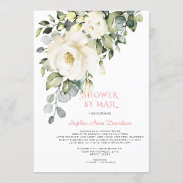 Witte Crème Bloemen Baby Shower Per Post Kaart