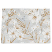 Witte Crème Bloemen Blauwe Vlinders Bruidsdouche Groot Cadeauzakje (Voorkant)