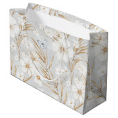 Witte Crème Bloemen Blauwe Vlinders Bruidsdouche Groot Cadeauzakje (Achterkant Gekanteld)