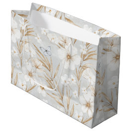 Witte Crème Bloemen Blauwe Vlinders Bruidsdouche Groot Cadeauzakje