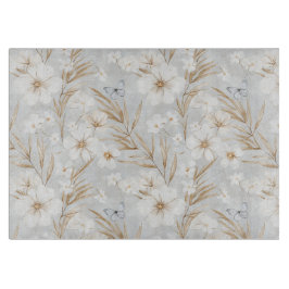 Witte Crème Bloemen Blauwe Vlinders Bruidsdouche Snijplank