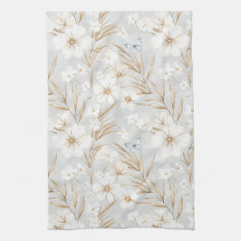 Witte Crème Bloemen Blauwe Vlinders Bruidsdouche Theedoek
