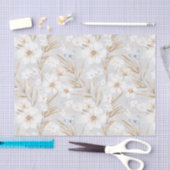 Witte Crème Bloemen Blauwe Vlinders Bruidsdouche Tissuepapier (Craft)