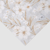 Witte Crème Bloemen Blauwe Vlinders Bruidsfeest Tissuepapier (Detail)