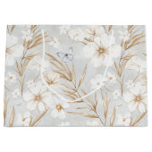 Witte Crème Bloemen Blauwe Vlinders Bruiloft Feest Groot Cadeauzakje (Voorkant)