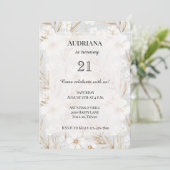 Witte Crème Bloemen Blauwe Vlinders Verjaardag Kaart (Staand voorkant)