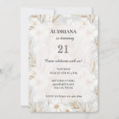 Witte Crème Bloemen Blauwe Vlinders Verjaardag Kaart (Voorkant)