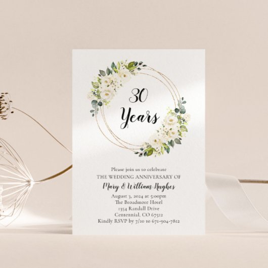 Witte Crème Bloemen Bruiloft Jubileum Kaart