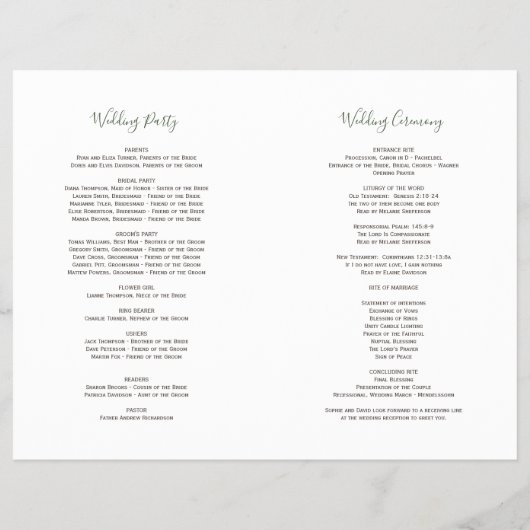 Witte Crème Bloemen Gewei Huwelijksprogramma (Achterkant)