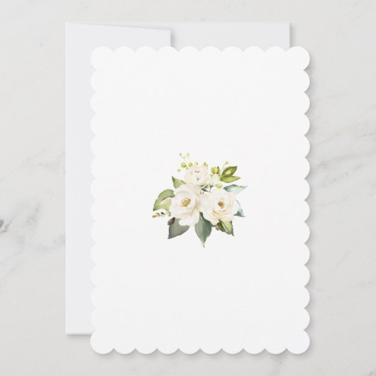 Witte Crème Bloemen Goud Eerste Heilige Communie Kaart (Achterkant)