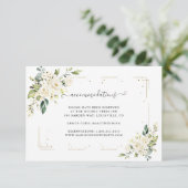 Witte Crème Bloemen Gouden Trouw Accommodaties Informatiekaartje (Staand voorkant)