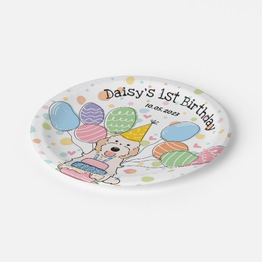 Witte Crème Cockapoo Cavapoo Hond Verjaardag Papieren Bordje (Gekanteld)