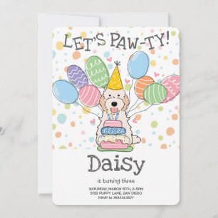 Witte Crème Cockapoo Cavapoo Hond Verjaardagsfeest Kaart