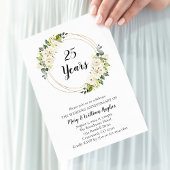 Witte Crème Floral 25e bruiloft Jubileum Kaart
