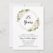 Witte Crème Floral 25e bruiloft Jubileum Kaart (Voorkant)