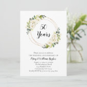 Witte Crème Floral 50e bruiloft Jubileum Kaart (Staand voorkant)