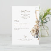 Witte & Crème Gedroogde Rozen Champagne Vrijgezell Kaart (Staand voorkant)