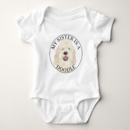 Witte Crème Gouden Doodle Hond Grote Zus Romper