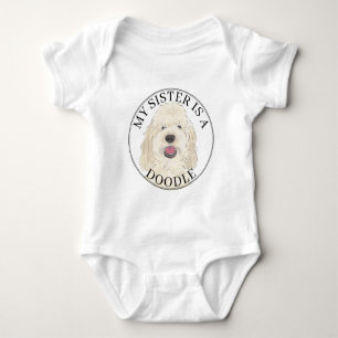 Witte Crème Gouden Doodle Hond Grote Zus Romper